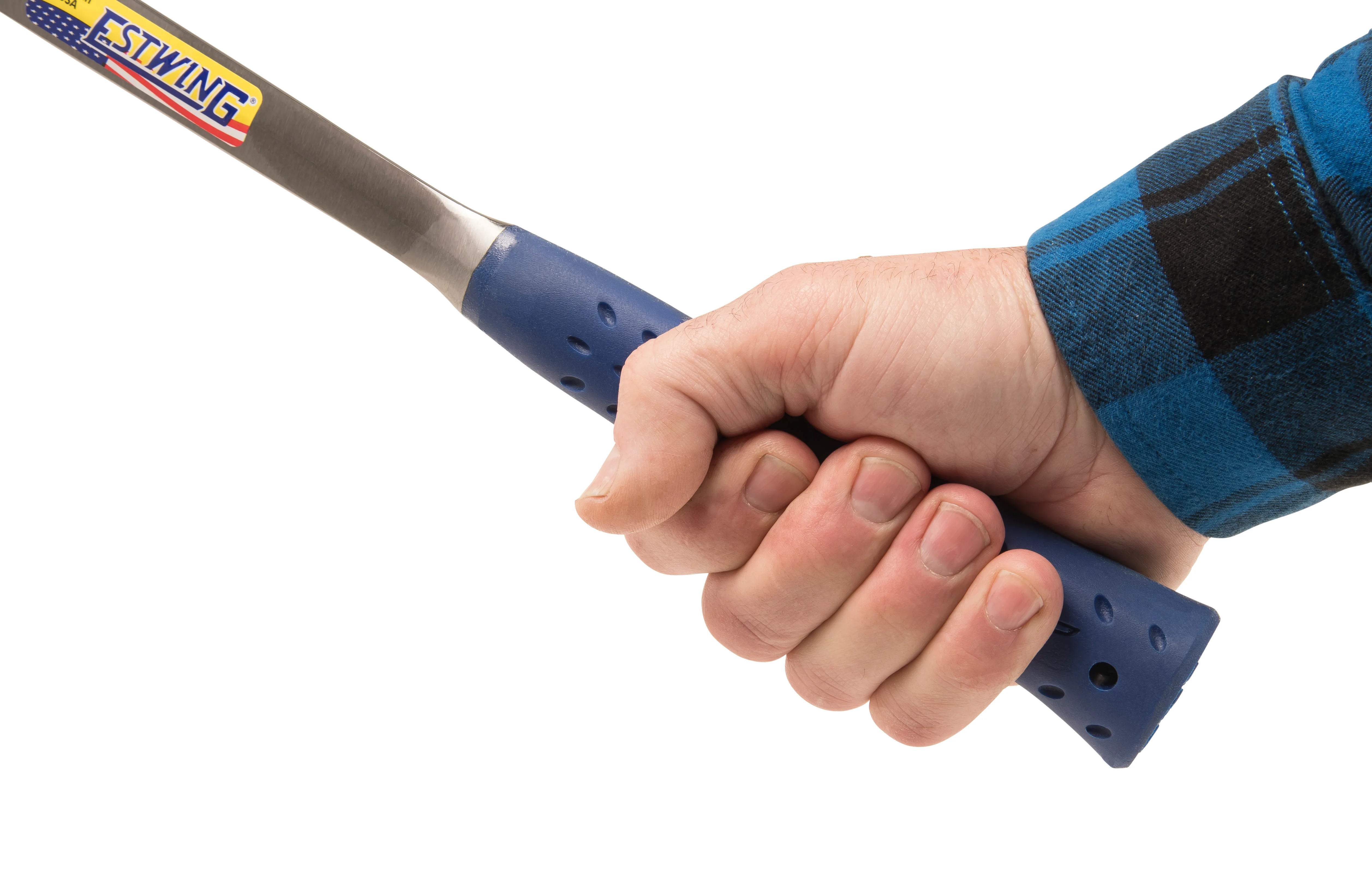 Estwing E3-24SM 24 oz. x 16 in. Milled Checkered Face BLUE SHOCK REDUCTION GRIP Solid Steel Straight Claw Framing Hammer - Image 4