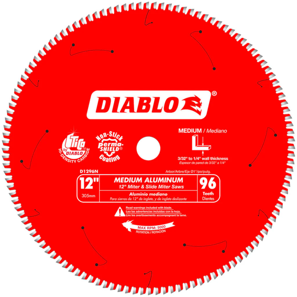Freud Diablo D1296N 12 in. 96-Tooth Super Density Micro-Grain Carbide Tipped Medium Aluminum/Non-Ferrous Cutting Saw Blade