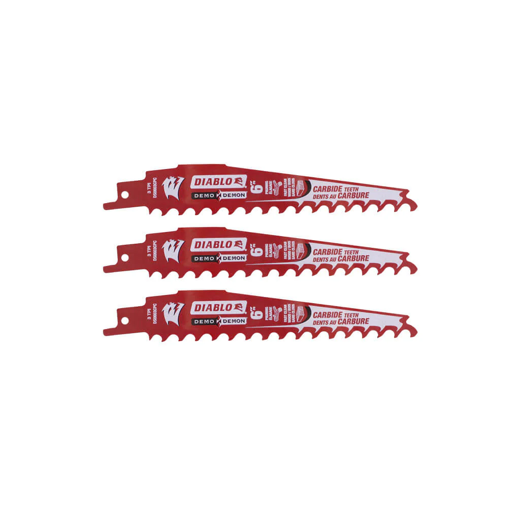 Diablo DS0603CP3 Demo Demon 6 in. 3-TPI Carbide Pruning and Clean Wood Reciprocating Saw Blade
