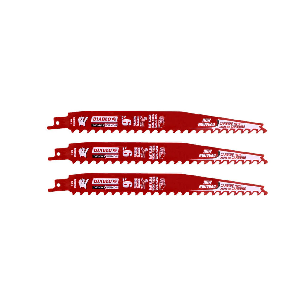 Freud Diablo DS0903CP3 Demo Demon 9 in. 3-TPI Carbide-Tipped Pruning and Clean Wood Cutting Reciprocating Saw Blade