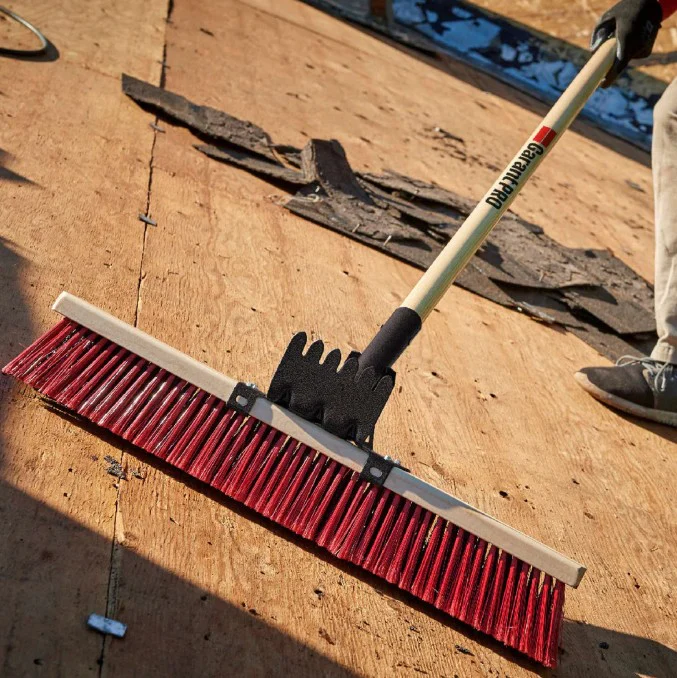 Garant GBNP24 24 in. Red Bristle Braced Wooden Handle Roofer Broom Brush - Image 3