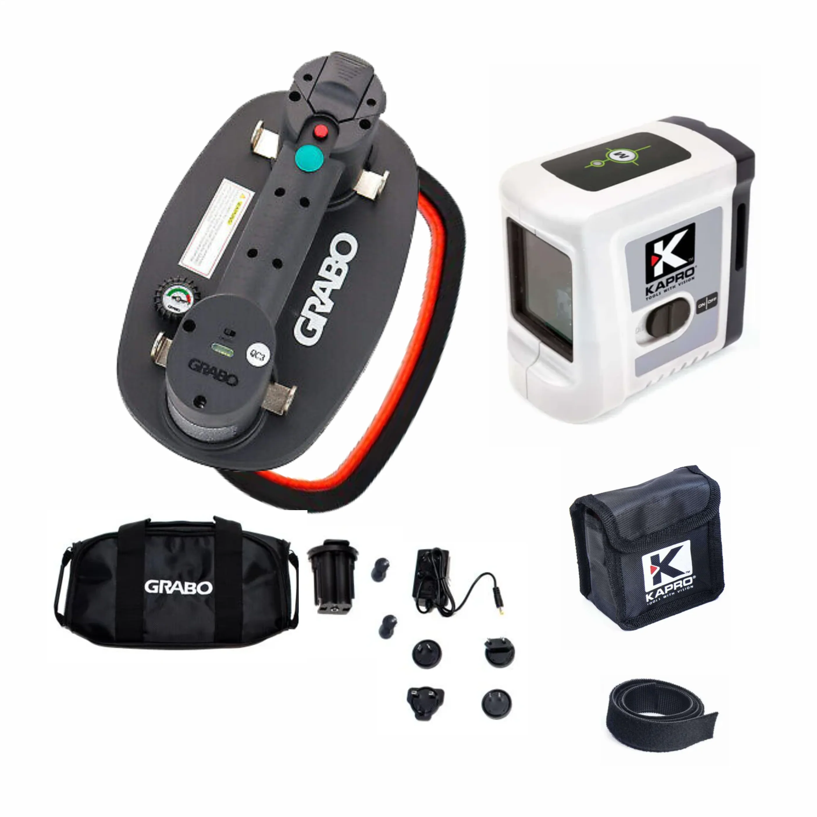 Grabo Pro Digital Lifter And Kapro 862G Pro Green Cross Line Laser kit - Image 2
