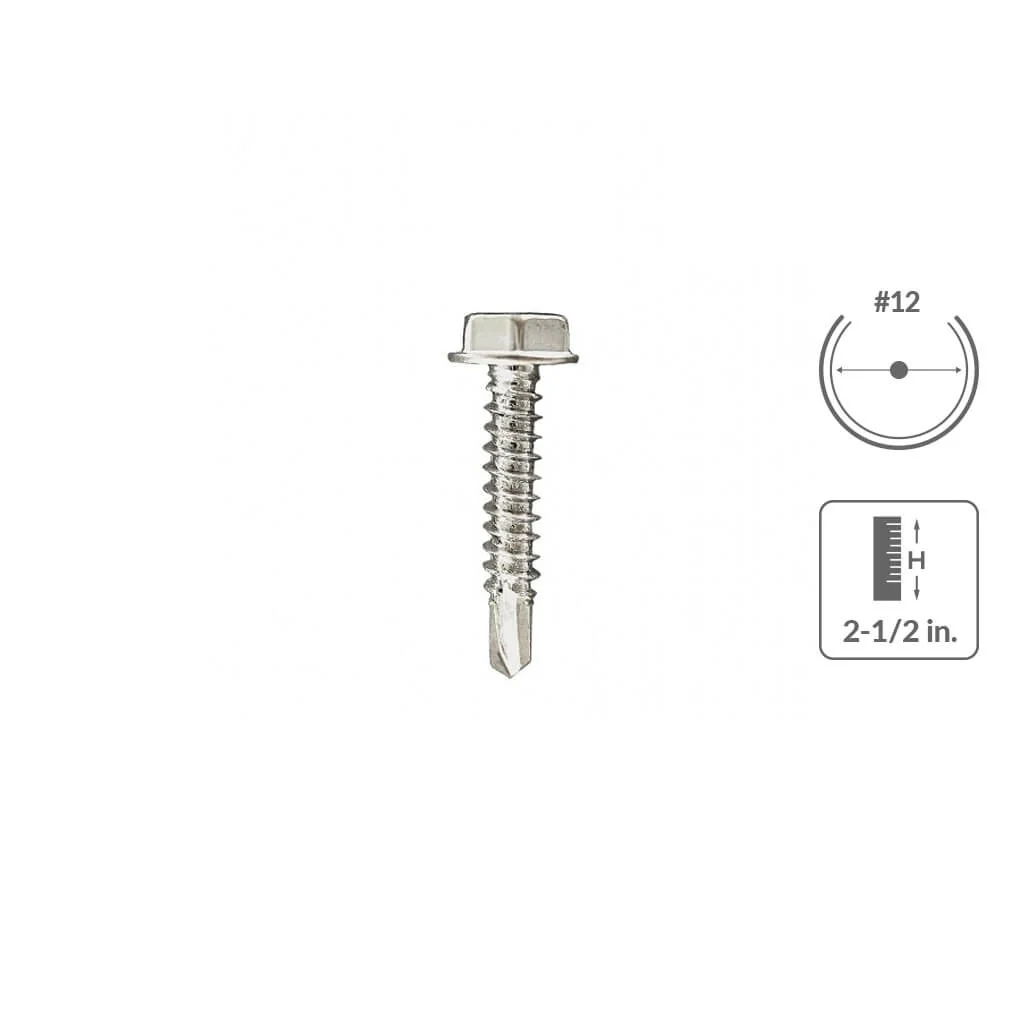 The Hillman Group Paulin B232-090 #12 2-1/2 in Hex Head Tek Screw - Image 2