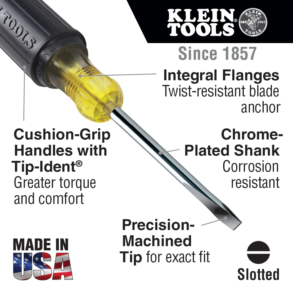 Klein 608-4 1/8 in. Cabinet Mini Screwdriver 4 in. Round Shank - Image 2