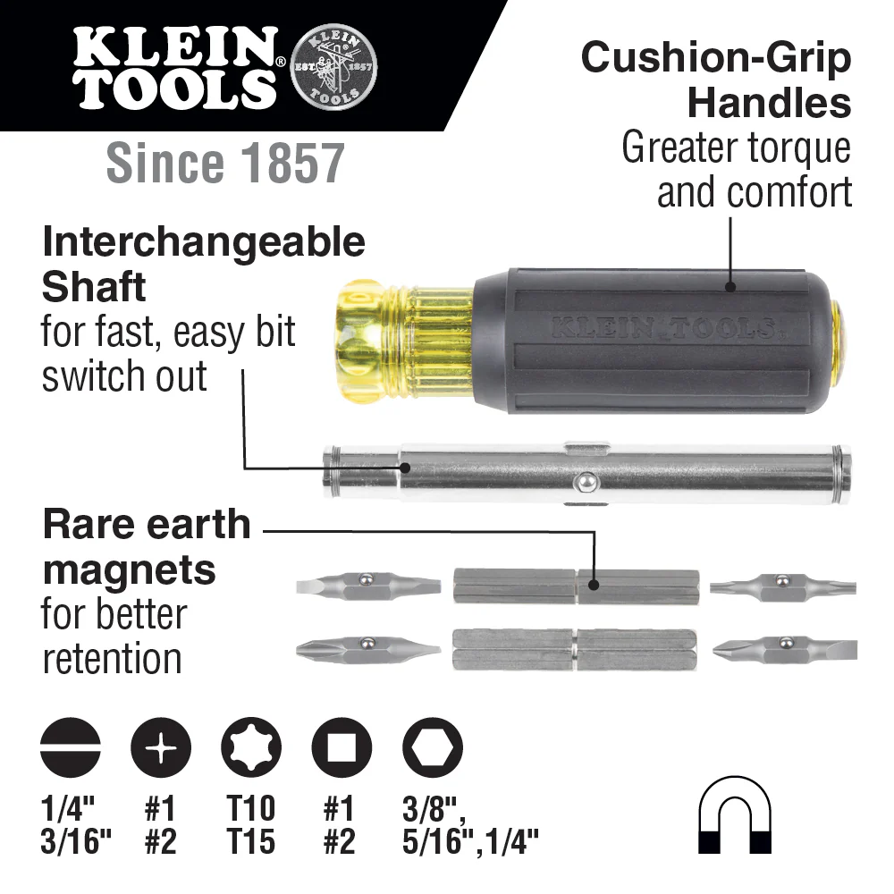 Klein 32500MAG 11-In-1 Magnetic Screwdriver & Nut Driver - Image 12
