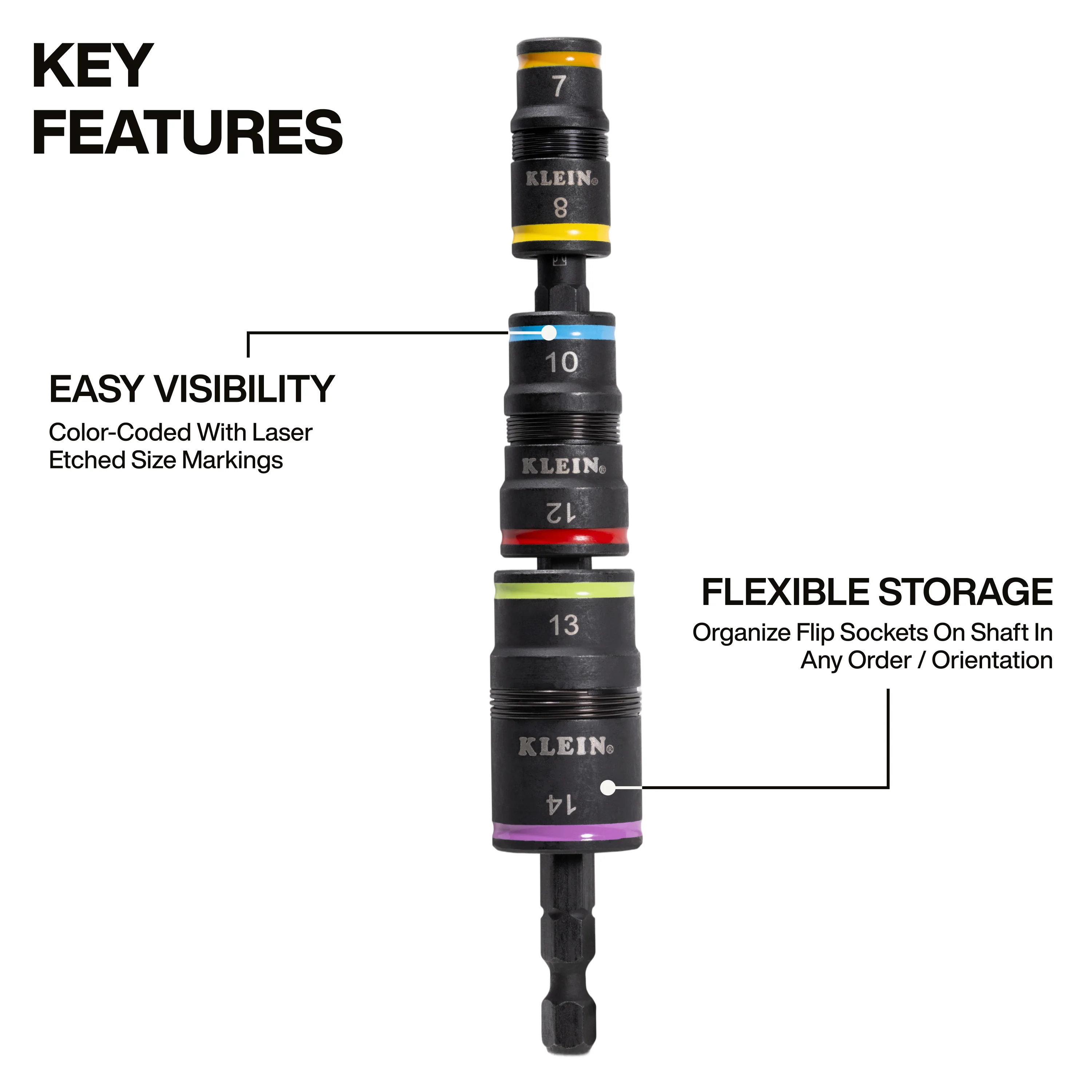 Klein 32933M 6-In-1 Impact Rated Flip Socket Set Metric - Image 3