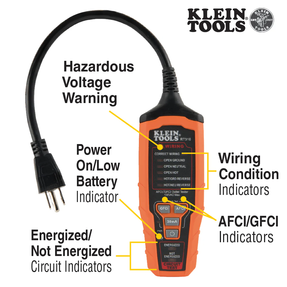 Klein RT310 AFCI /GFCI Outlet Tester - Image 6