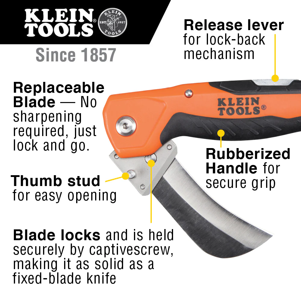 Klein 44218 Cable Skinning Utility Knife w/Replaceable Blade - Image 10