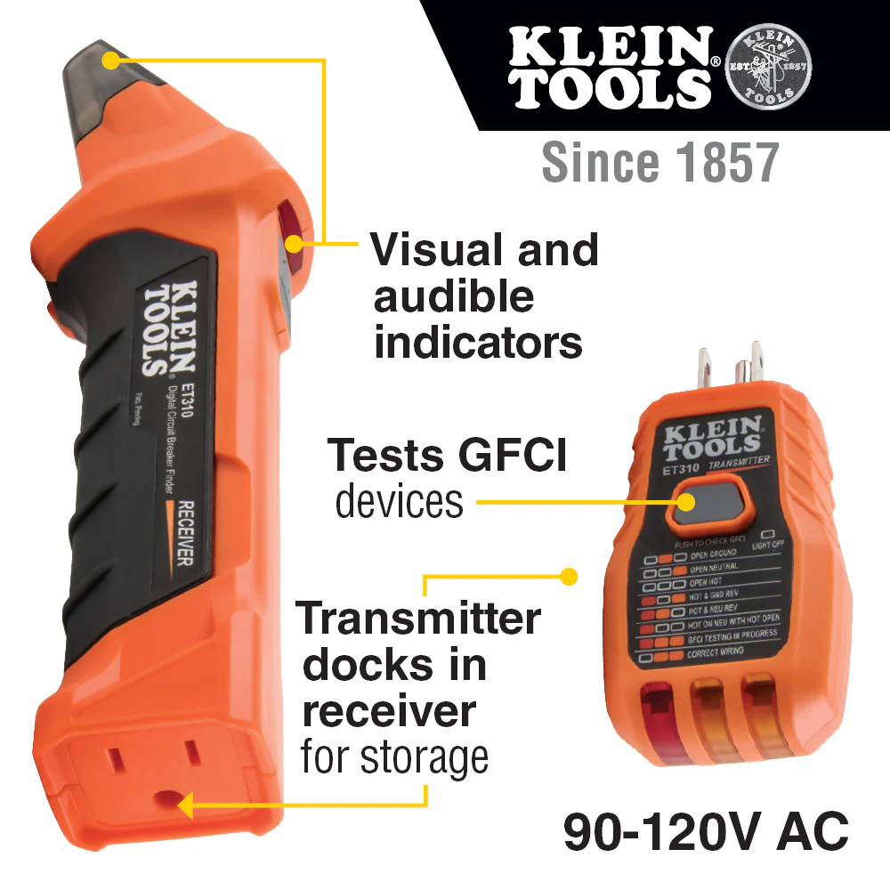 Klein ET310 Digital Circuit Breaker Finder w/GFCI Tester - Image 10