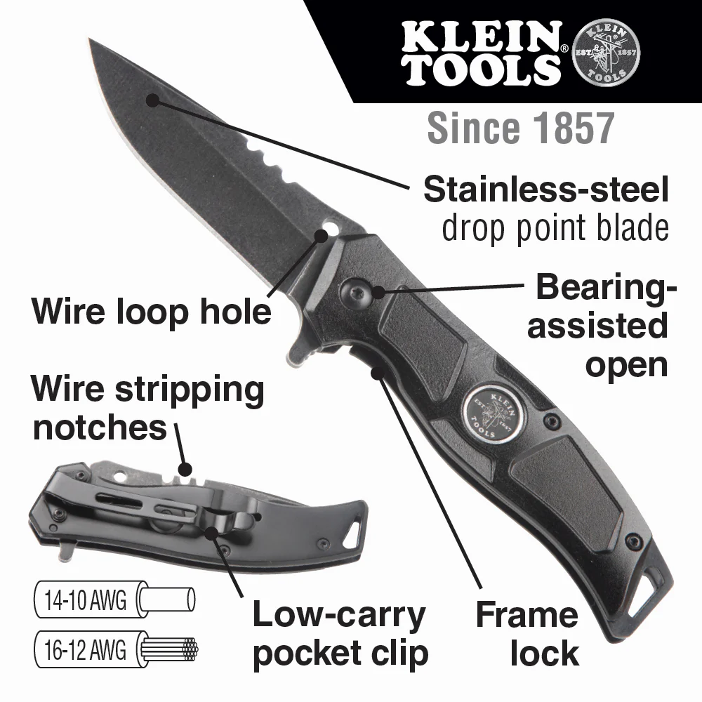 Klein 44228 Electricians Bearing-Assisted Open Pocket Knife - Image 9