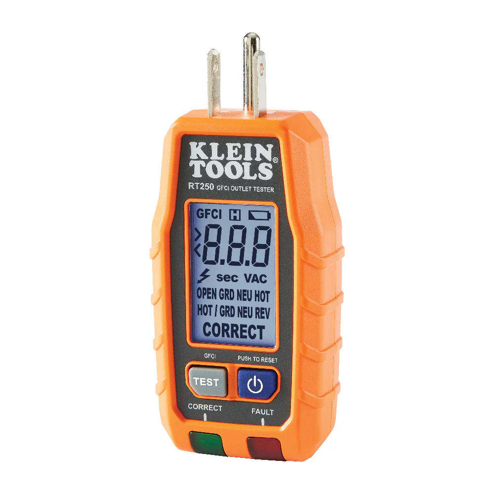 Klein RT250 GFCI Receptacle Tester With LCD - Image 2
