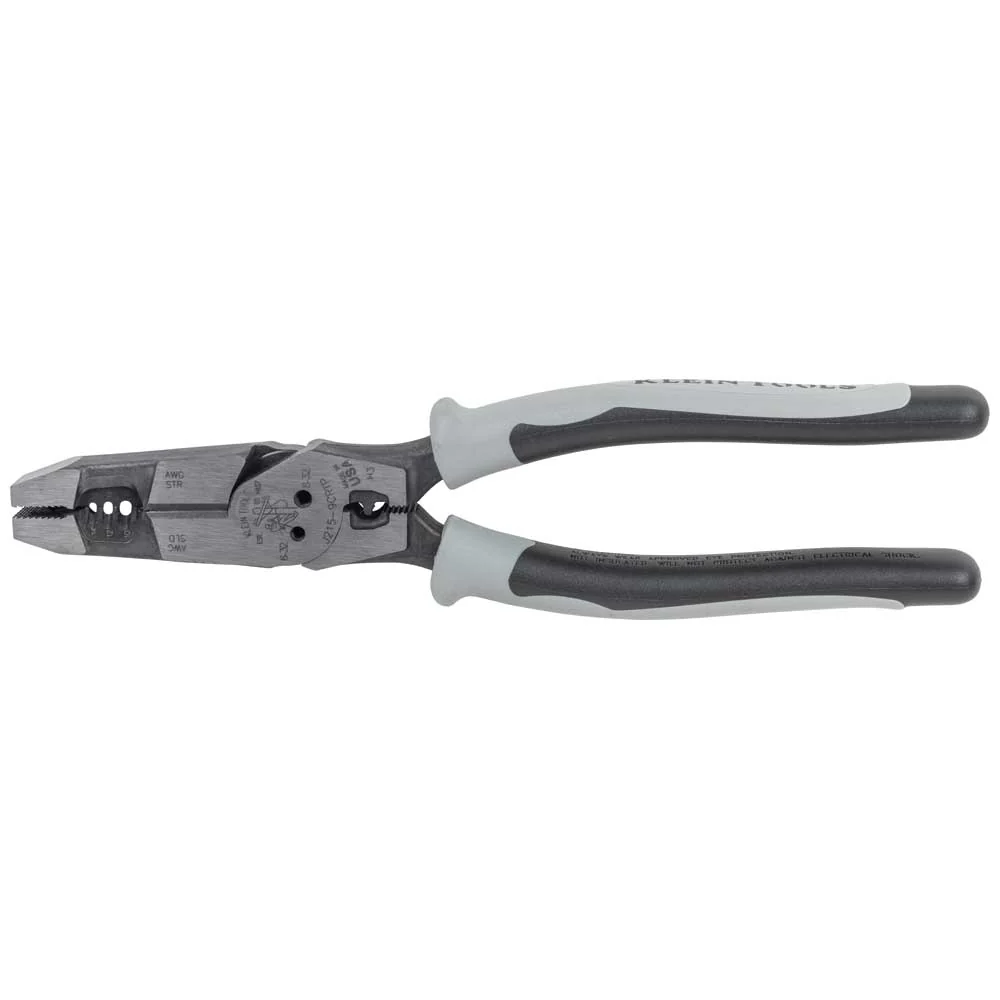 Klein J2159CRTP Hybrid Pliers w/Crimper Fish Tape Puller & Wire Stripper