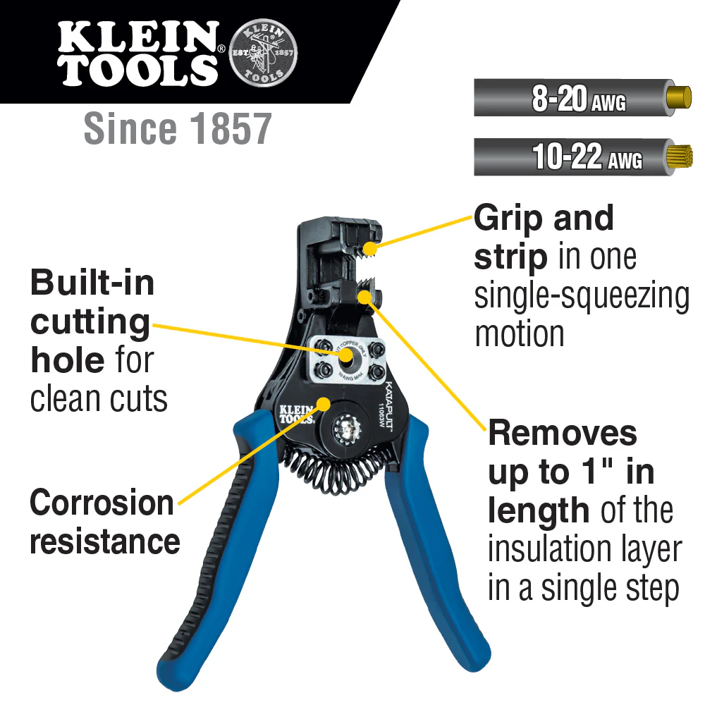 Klein 11063W Katapult Wire Stripper & Cutter For Solid & Stranded Wire - Image 7