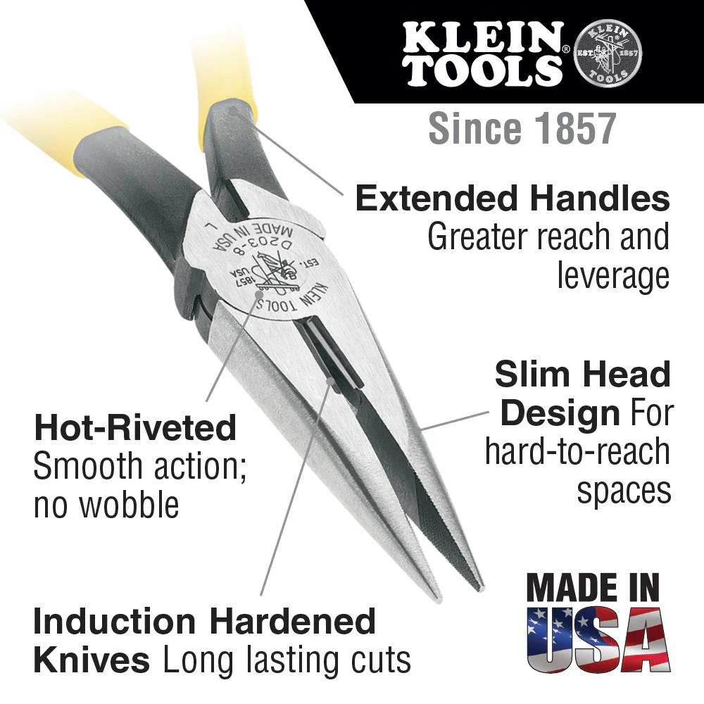 Klein D203-8 Needle Nose Side-Cutter Pliers 8 in. - Image 10