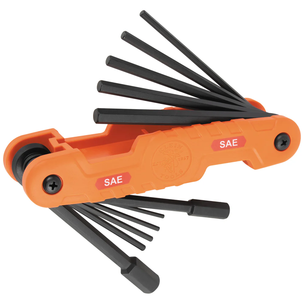 Klein 70550 Pro Folding Hex Key Set 11-Key SAE Sizes