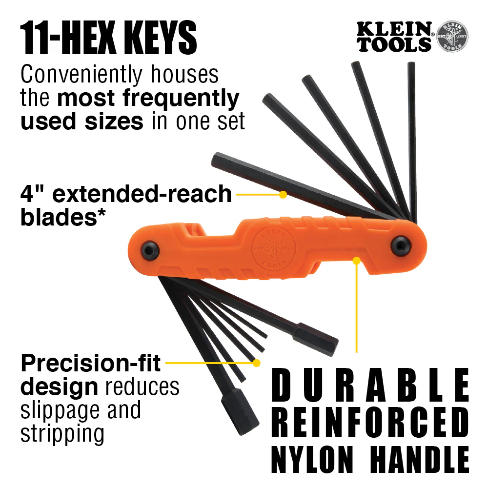 Klein 70550 Pro Folding Hex Key Set 11-Key SAE Sizes - Image 11