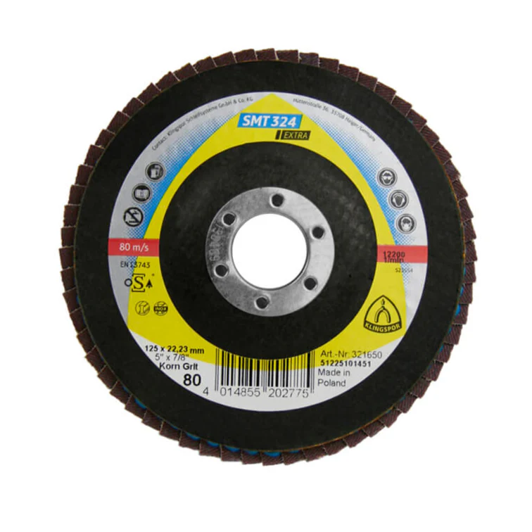 KLINGSPOR 321650 SMT 324 Extra 5 in. x 7/8 in. x 80 Grit Flat Abrasive Mop Disc For Stainless Steel And Steel