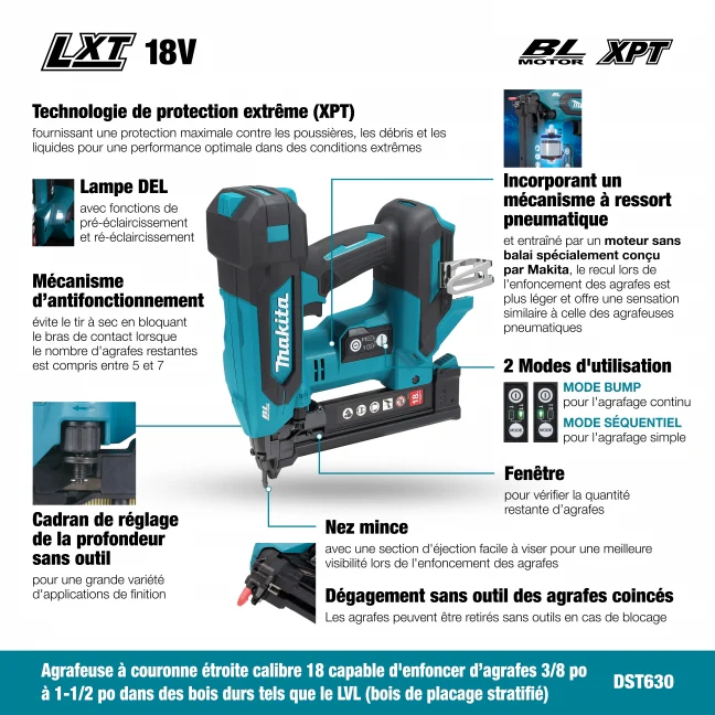MAKITA DST630Z 18-Gauage x 1-1/2 In. Narrow Crown Stapler (Tool Only) - Image 3