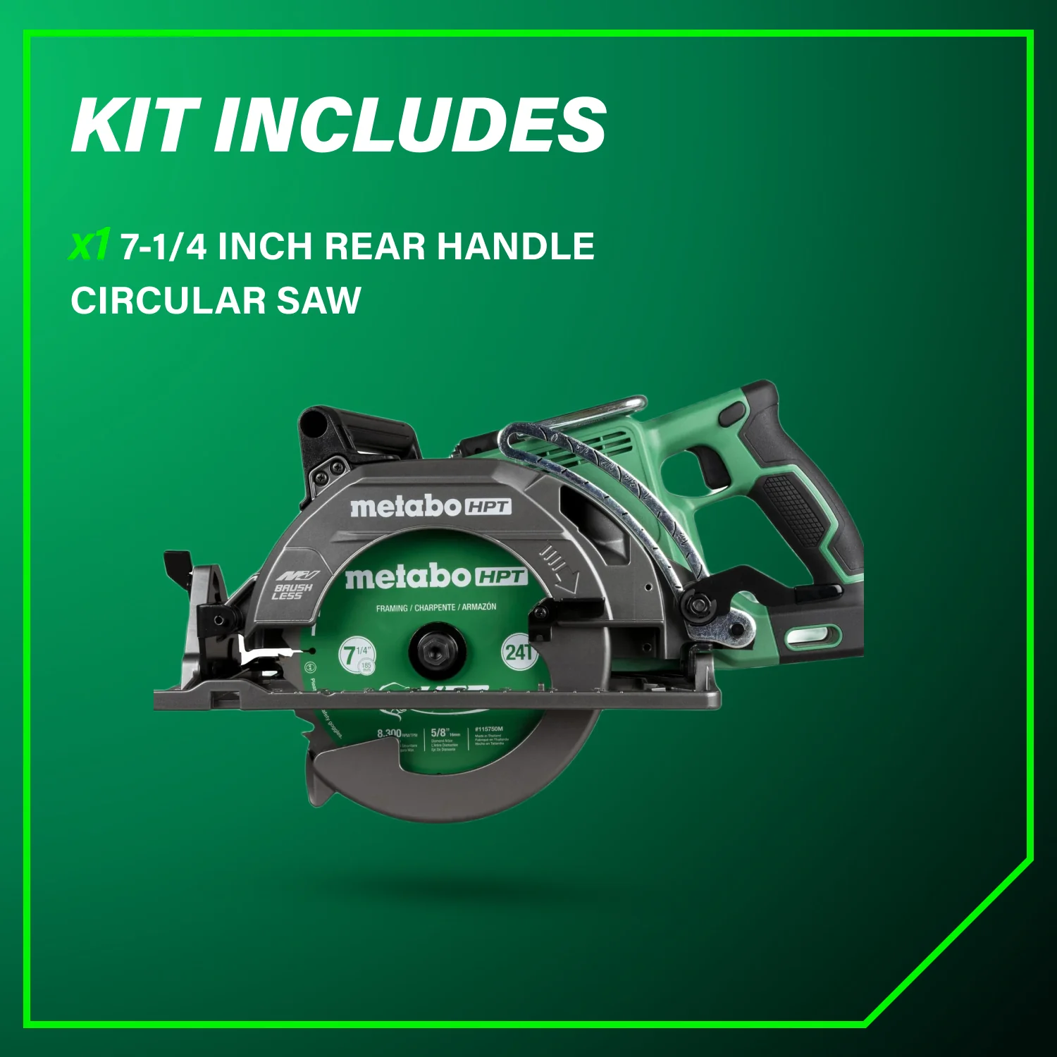 Metabo HPT C3607DWAQ4M 36V MV Rear Handle Circular Saw 7-1/4 in.  (Tool Only) - Image 4