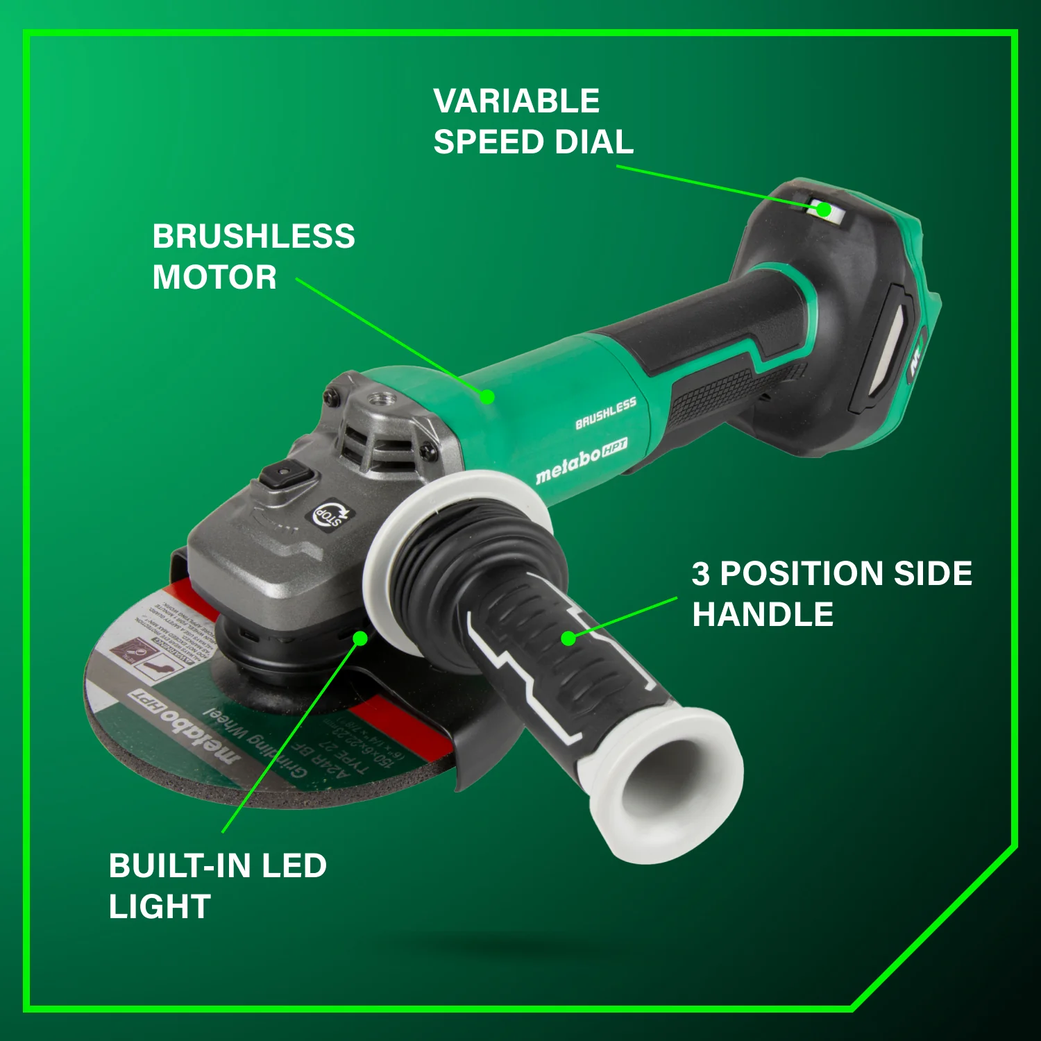 METABO HPT G3615DVFQ6M  36V Vs Grinder, Paddle, Bare 4-1/2 in.-6 in. - Image 5