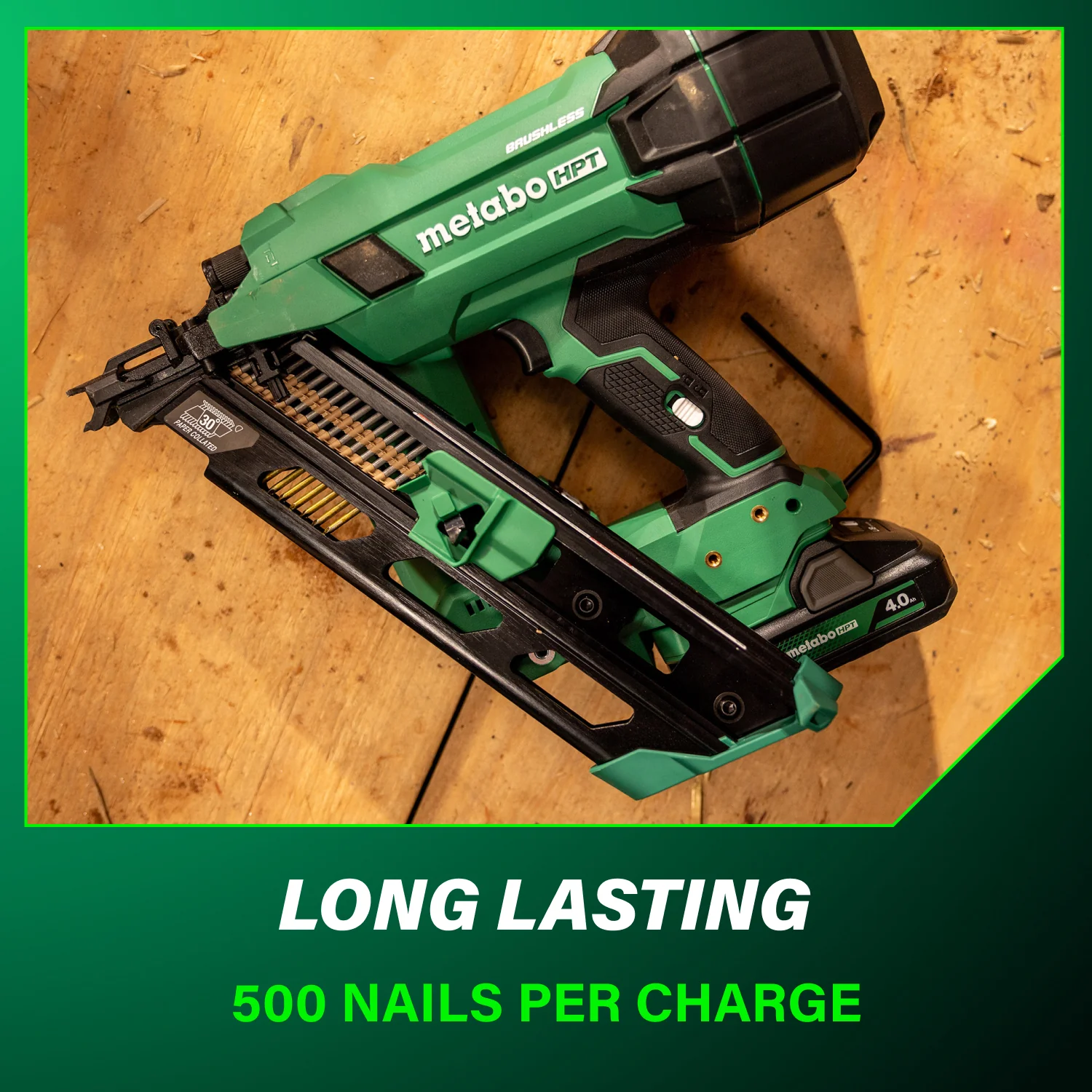 Metabo HPT NR1890DCAM 18V MultiVolt Cordless 30 Degree 3-1/2 in. Paper Tape Framing Nailer (1x4.0Ah) - Image 8