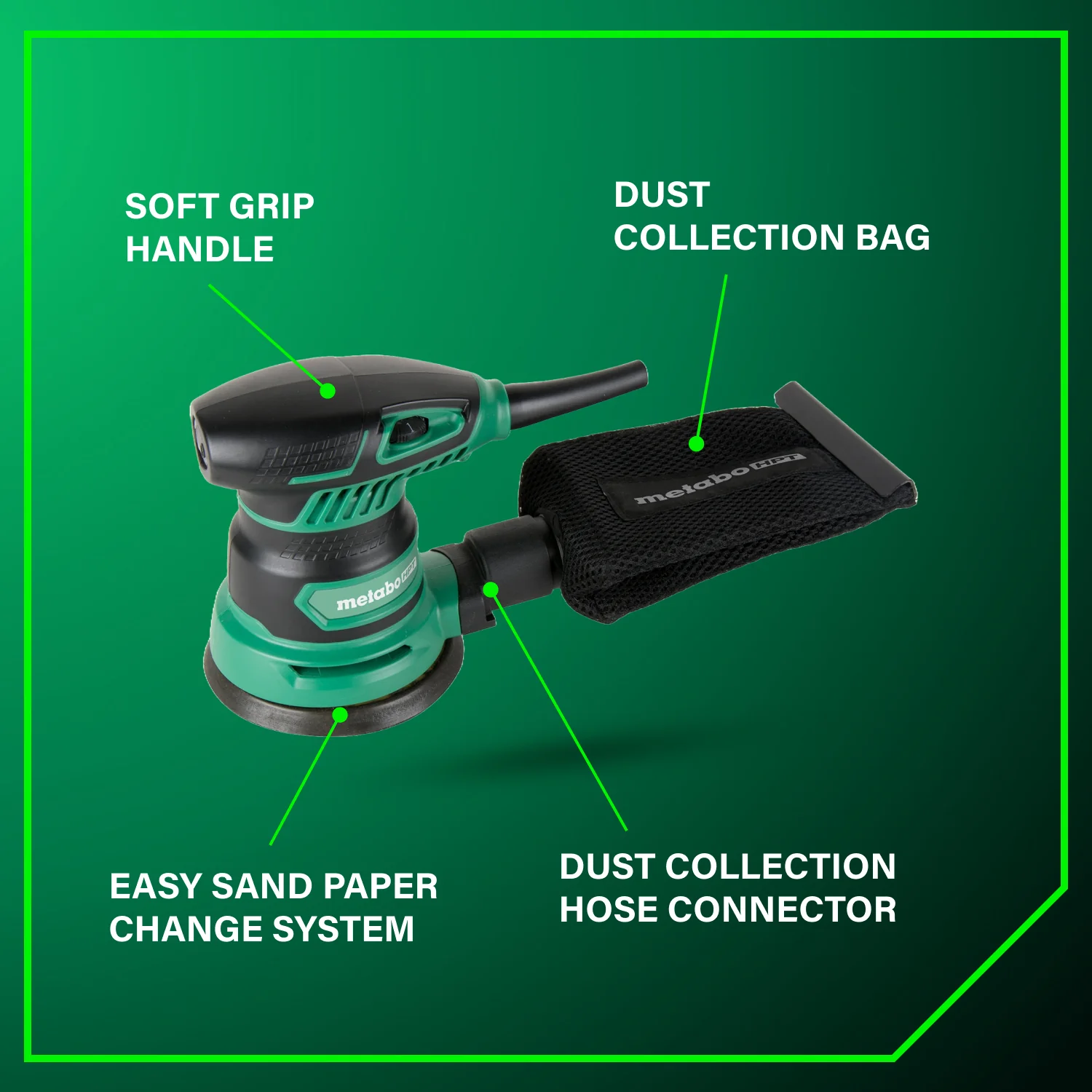 Metabo HPT SV13YSTM 5 Inch Variable Speed Random Orbit Finishing Sander - Image 5