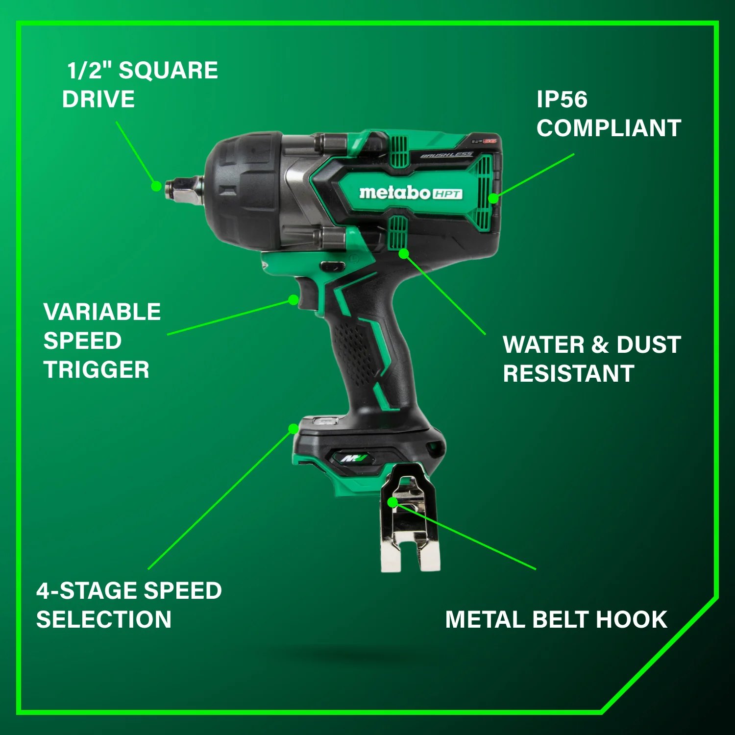 METABO HPT WR36DGQ4M 36V Mv Impact Wrench Bare 1/2 in.(1033/1475) - Image 4