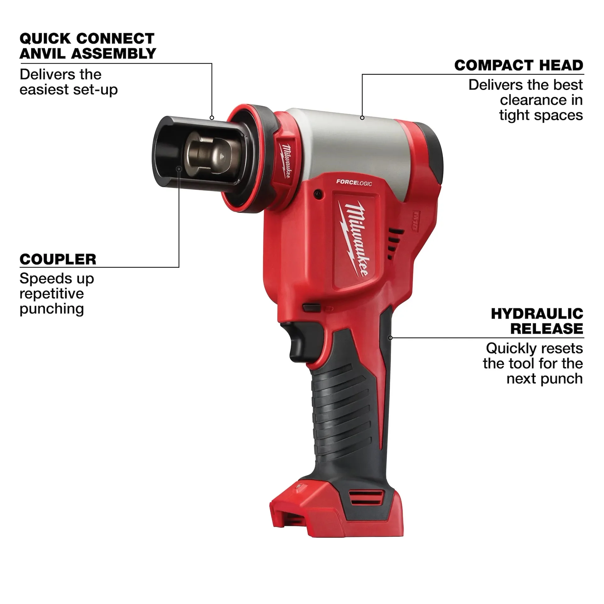 Milwaukee 2676-02 M18 10 Ton Knockout Tool 1/2 in. to 2 in. - Image 4