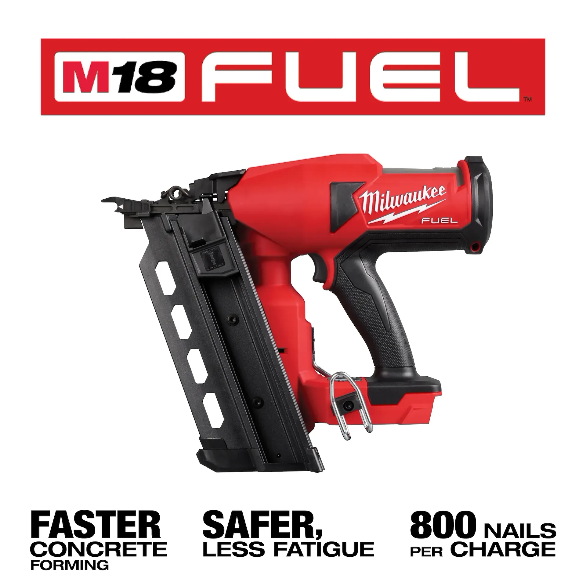 Milwaukee 2844-20 4 Nails/Second 800 Nails/Charge 2-7/8 in, 3-5/8 in, 0.131 in Cordless Duplex Nailer - Image 6
