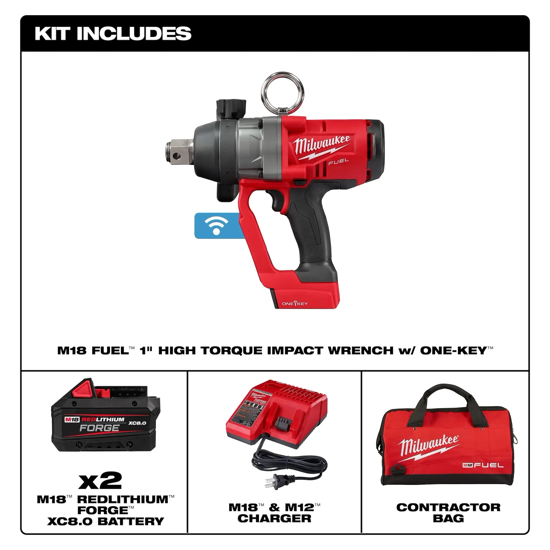 MILWAUKEE 2867-22 M18 FUEL™ 1 in. High Torque Impact Wrench w/ ONE-KEY™ Kit - Image 2