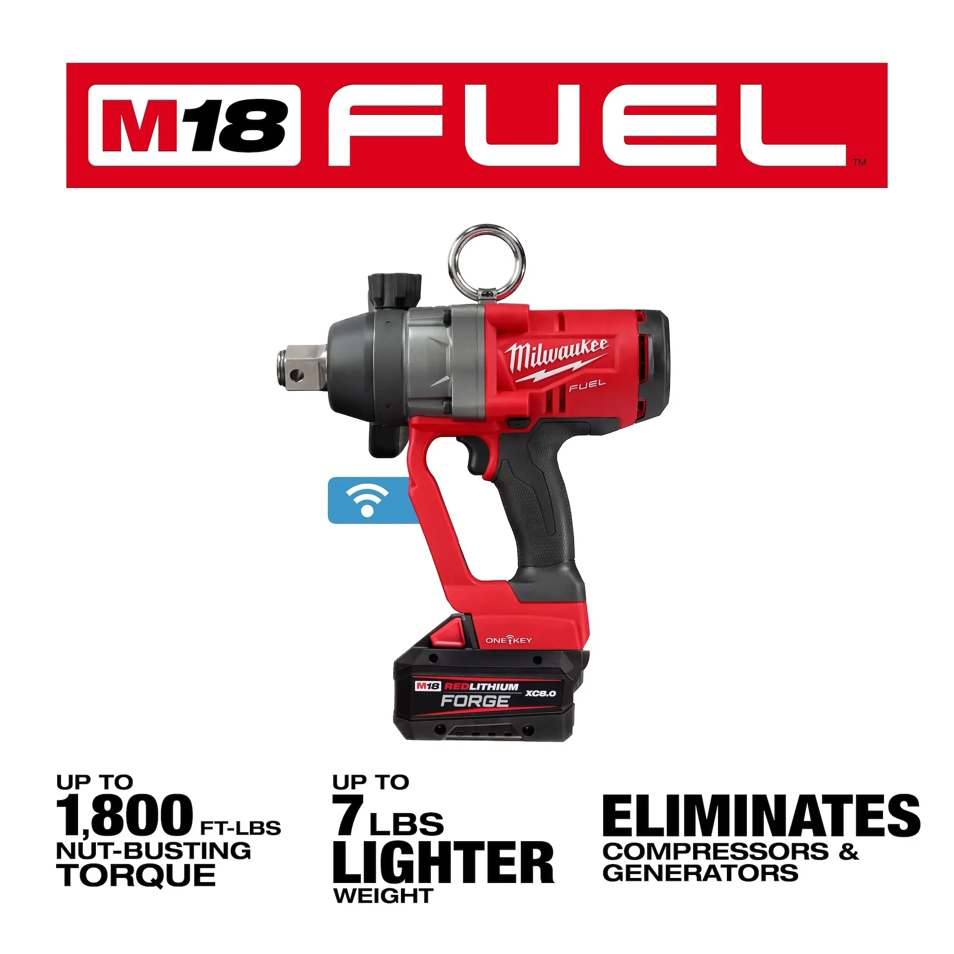 MILWAUKEE 2867-22 M18 FUEL™ 1 in. High Torque Impact Wrench w/ ONE-KEY™ Kit - Image 3