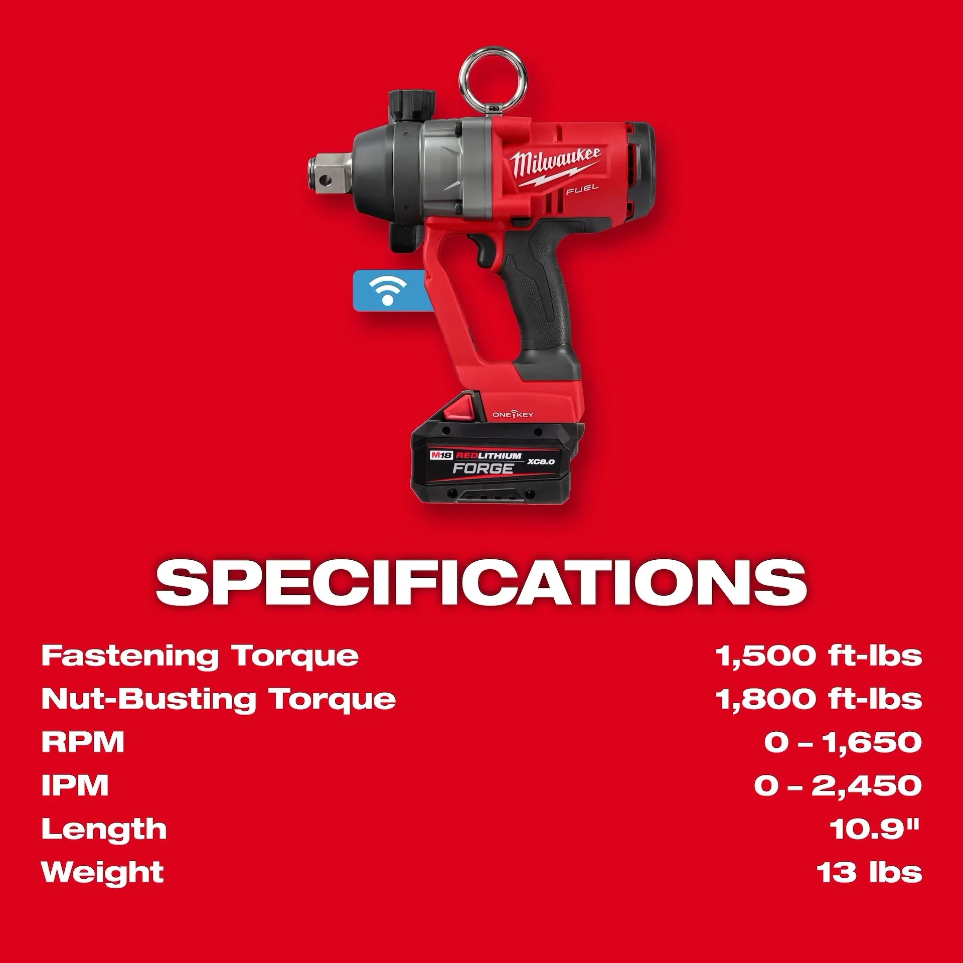 MILWAUKEE 2867-22 M18 FUEL™ 1 in. High Torque Impact Wrench w/ ONE-KEY™ Kit - Image 8