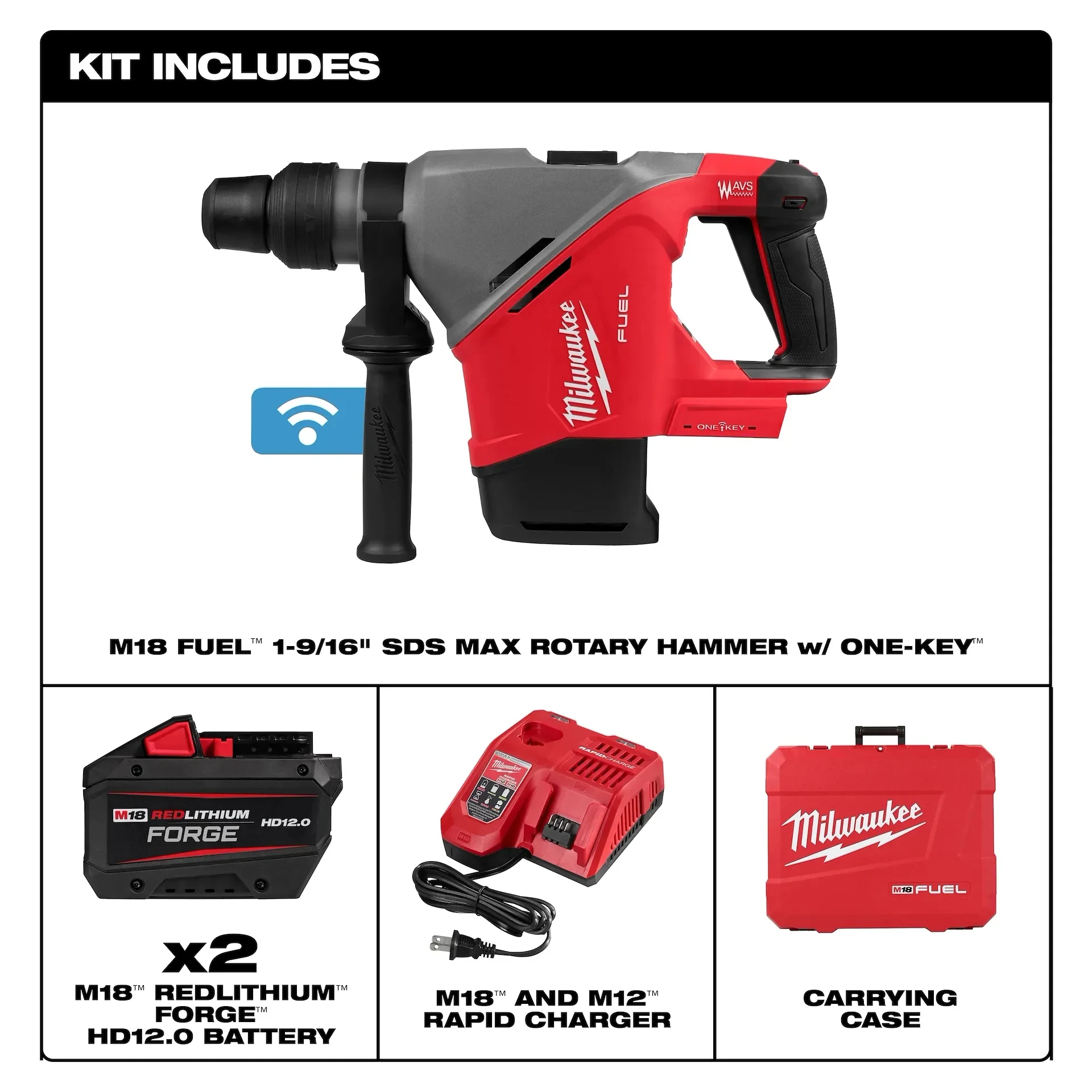 Milwaukee 2917-22HD M18 FUEL™ 1-9/16 in. SDS Max Rotary Hammer Kit w/ ONE KEY™ - Image 3
