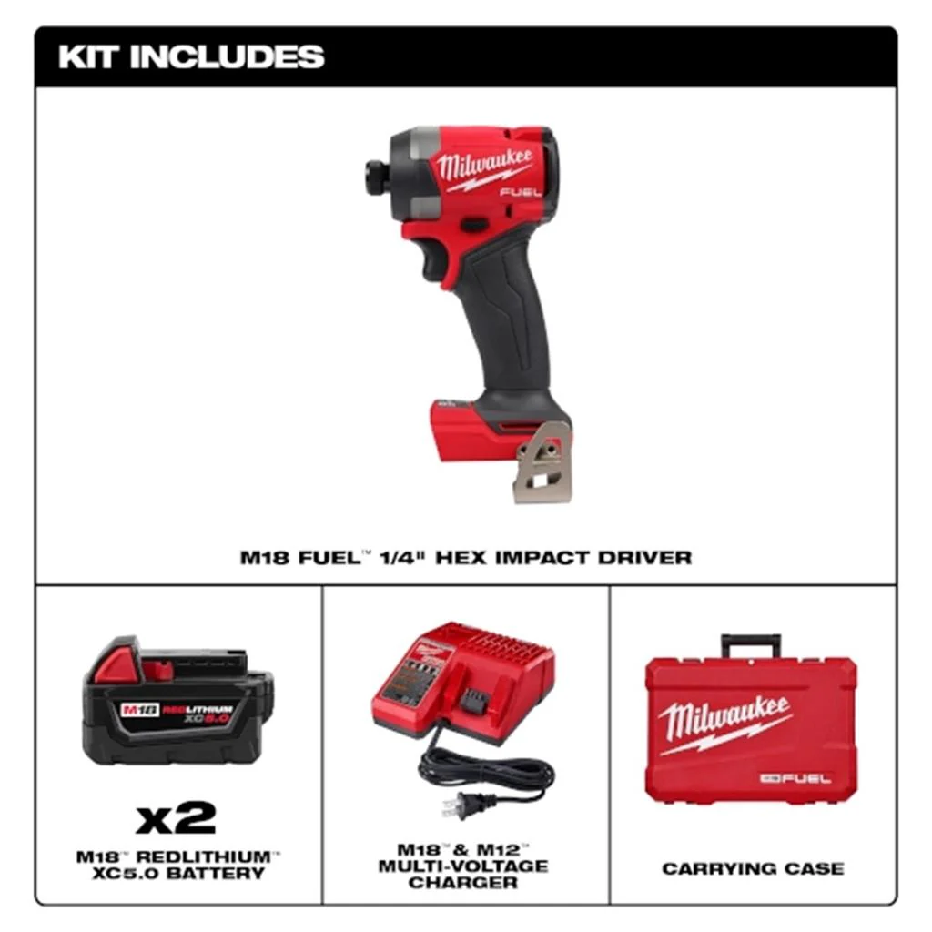 MILWAUKEE 2953-22 M18 FUEL Hex Impact Driver Kit 1/4 Inches - Image 3
