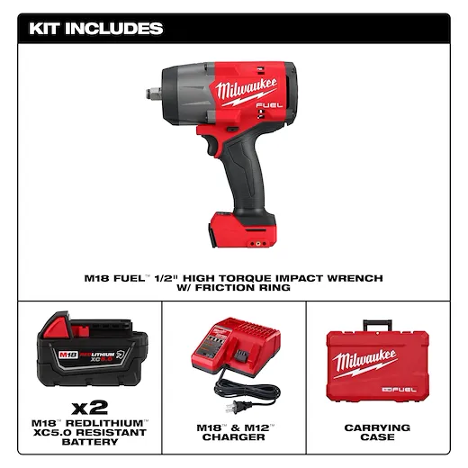 Milwaukee 2967-22 1/2 in 1100 ft/lb (Fastening) 1500 ft/lb (Nut Bursting) 2400 ipm Cordless Impact Wrench with Friction Ring Kit - Image 3