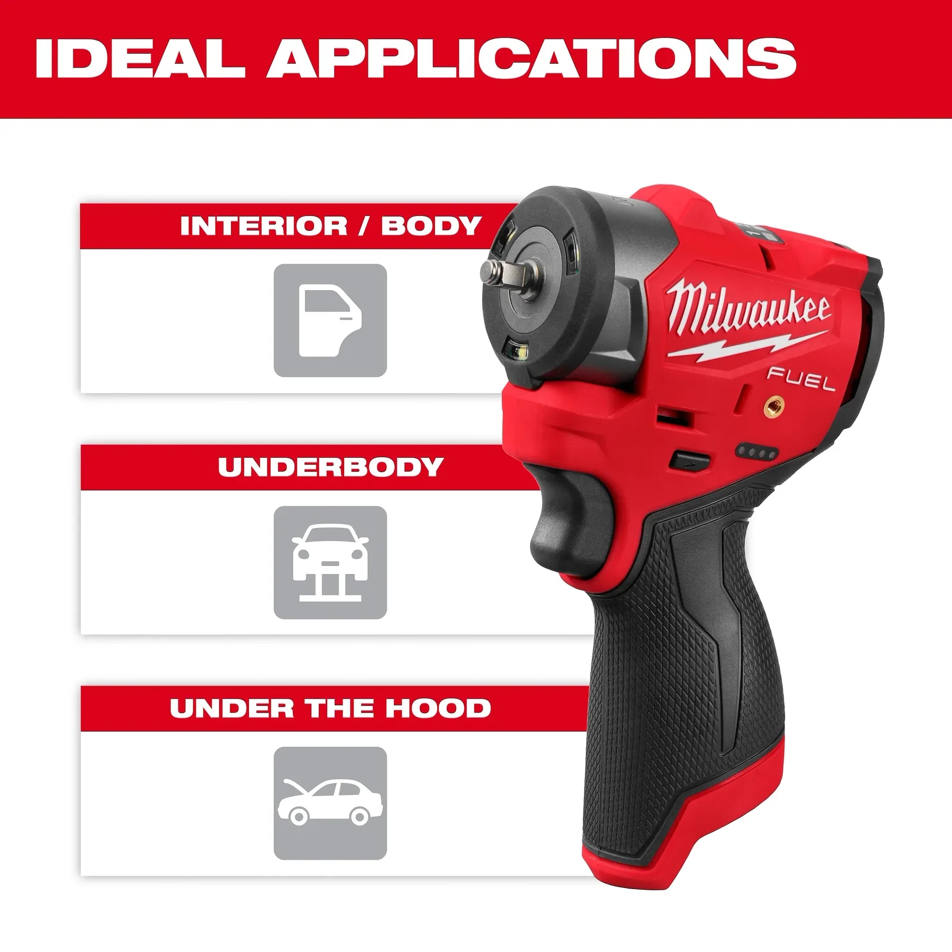 Milwaukee 3049-20 M12 FUEL 3/8in Sub-Compact Impact Wrench with Friction Ring (Tool Only) - Image 8