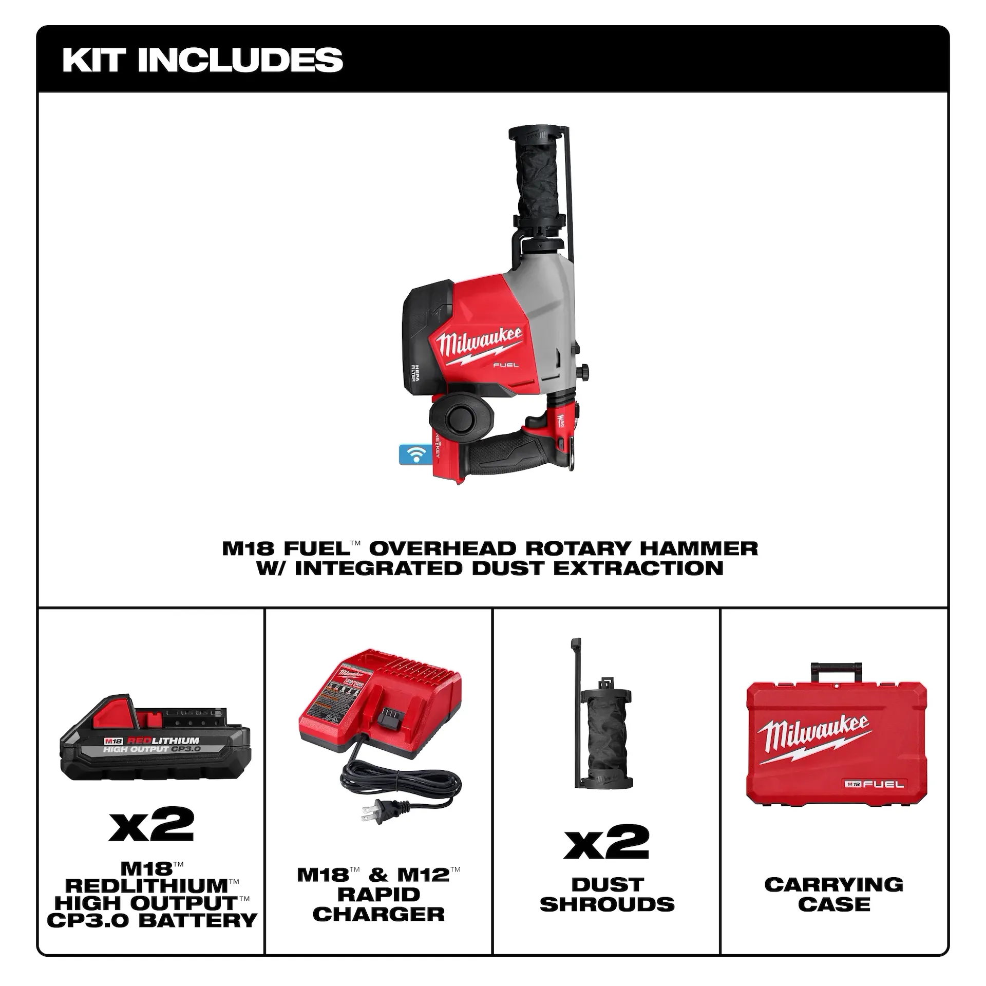 Milwaukee 3311-22 SDS Plus Chuck M18 FUEL™ Lithium-Ion Cordless Rotary Hammer Kit - Image 4