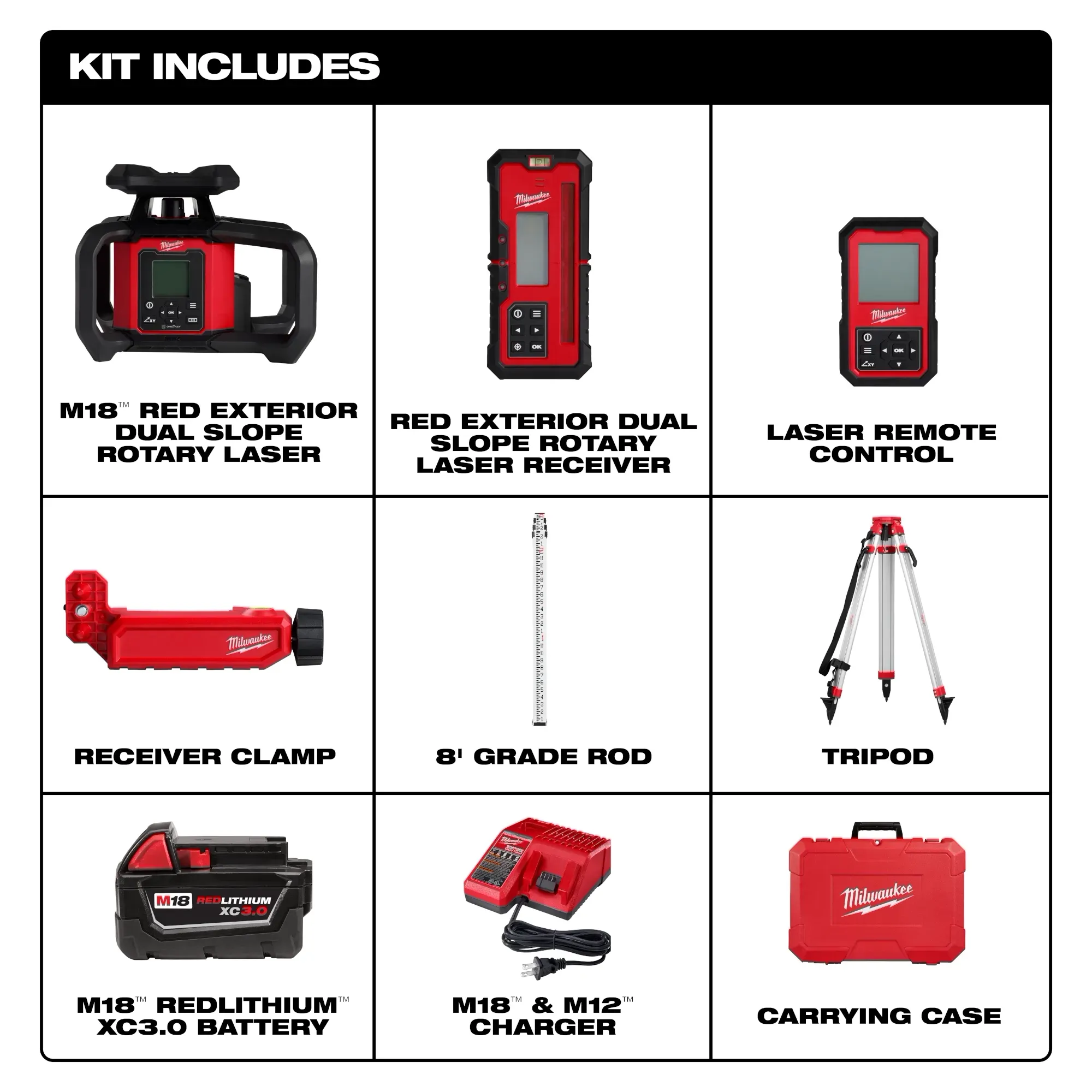 Milwaukee 3704-21T 4000 ft M18™ Battery Dual Slope Rot Laser Level Kit - Image 5