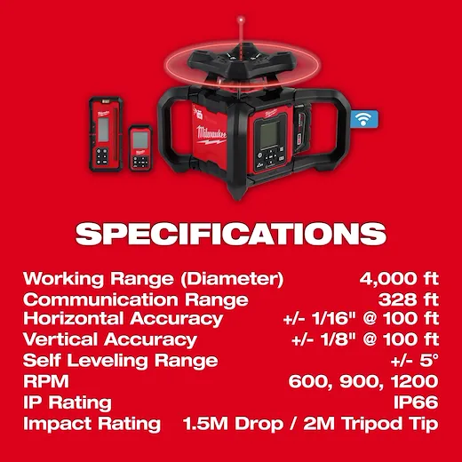 Milwaukee 3704-21T 4000 ft M18™ Battery Dual Slope Rot Laser Level Kit - Image 6