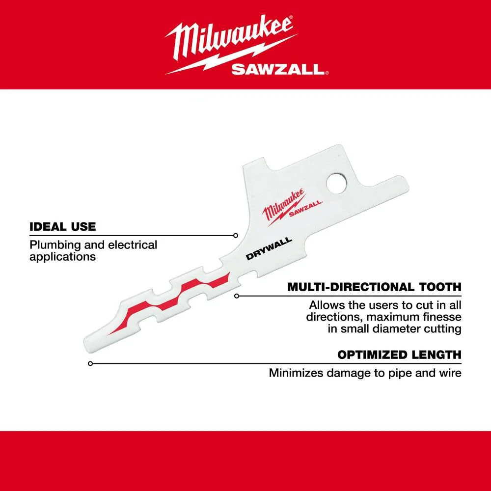 Milwaukee Sawzall 48-00-1640 Drywall Access Blade - Image 5