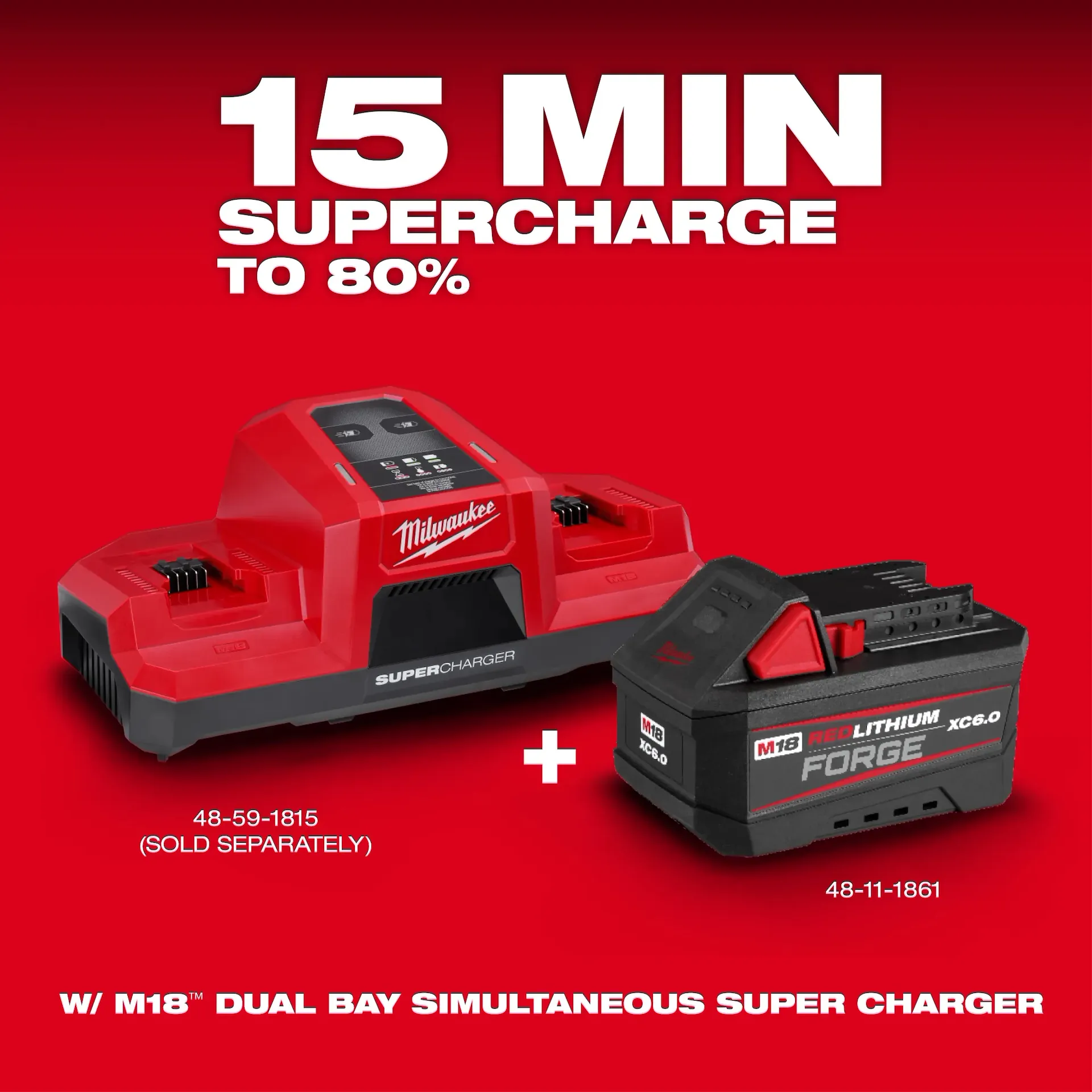 Milwaukee 48-11-1861 REDLITHIUM™ FORGE™ Lithium-Ion 18 V 6 Ah Rechargeable Lithium-Ion Battery - Image 6