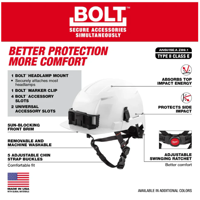 Milwaukee Bolt 48-73-13XX Front Brim Type 2, Class E ANSI Safety Helmet - Image 5