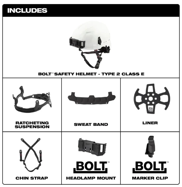 Milwaukee Bolt 48-73-13XX No Brim Type 2, Class E ANSI Safety Helmet - Image 6