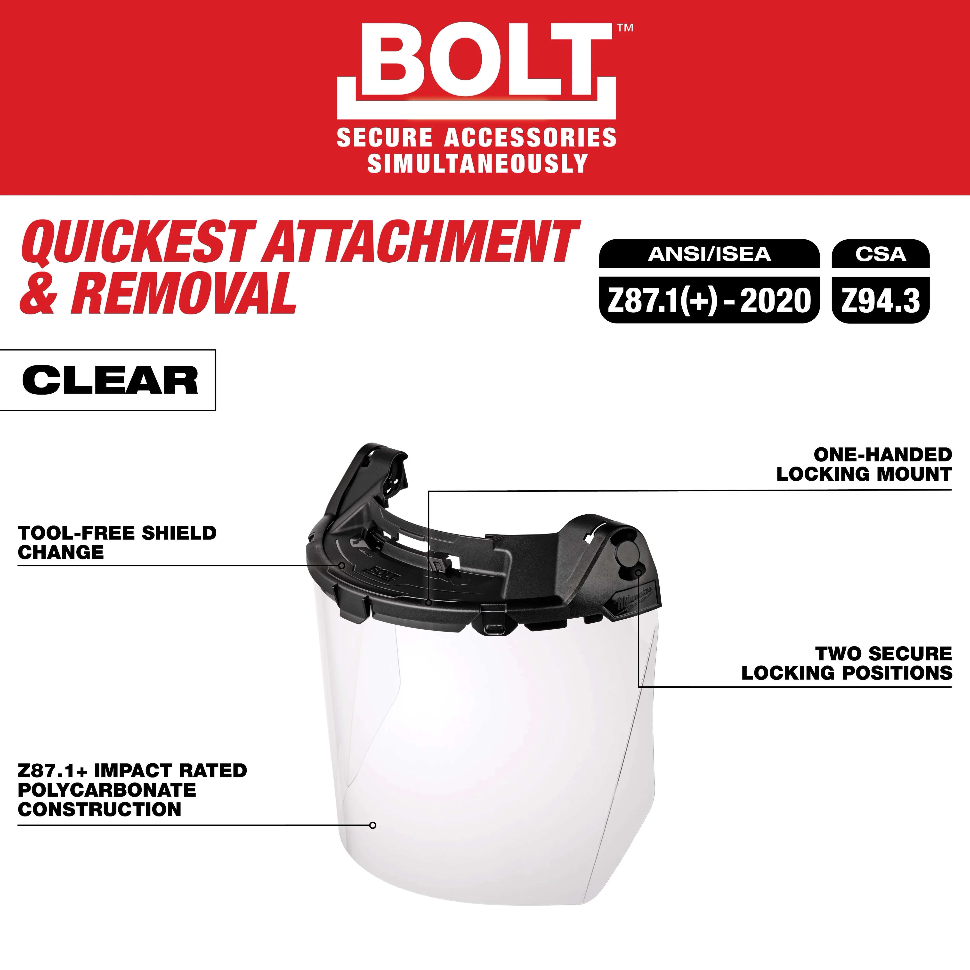 Milwaukee Bolt 48-73-1460 Task Full Face Shield - Image 3