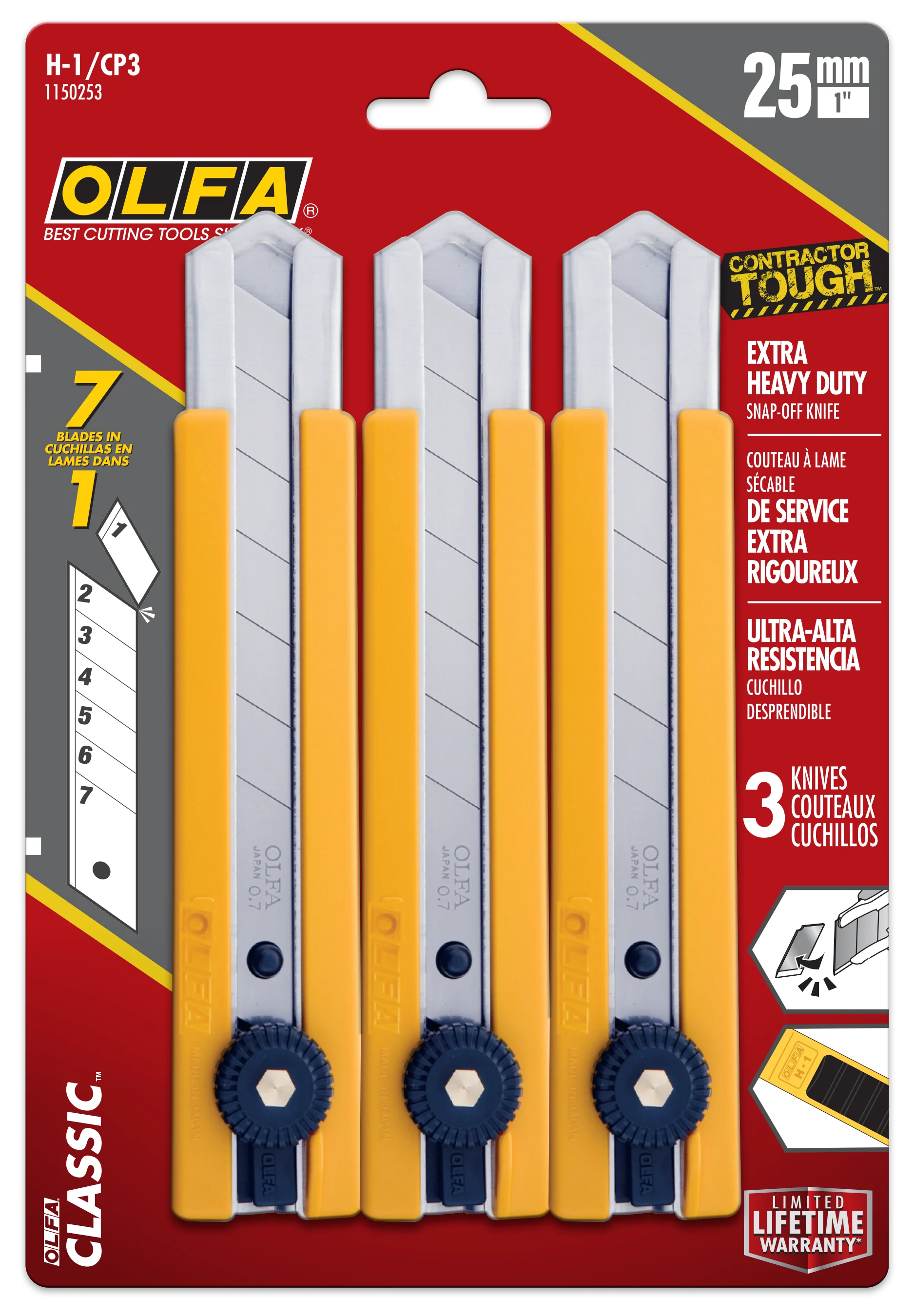 Olfa Ratchet Lock Utility Knife 25mm 3 Pack - Image 2