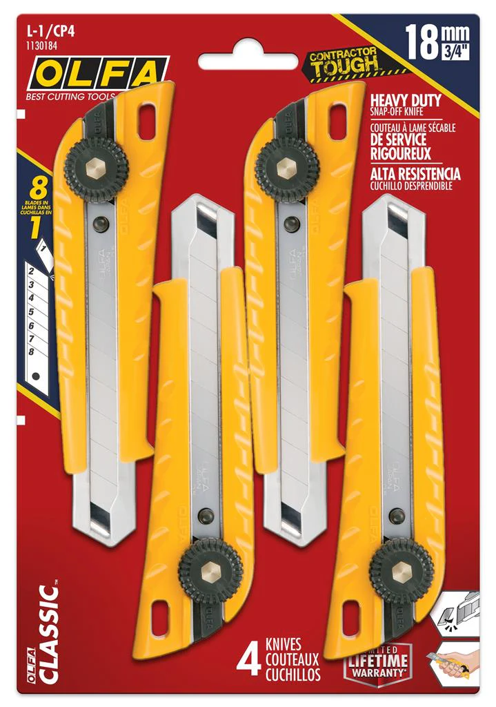 Olfa Ratchet Lock Utility Knife 18mm 4 Pack - Image 4