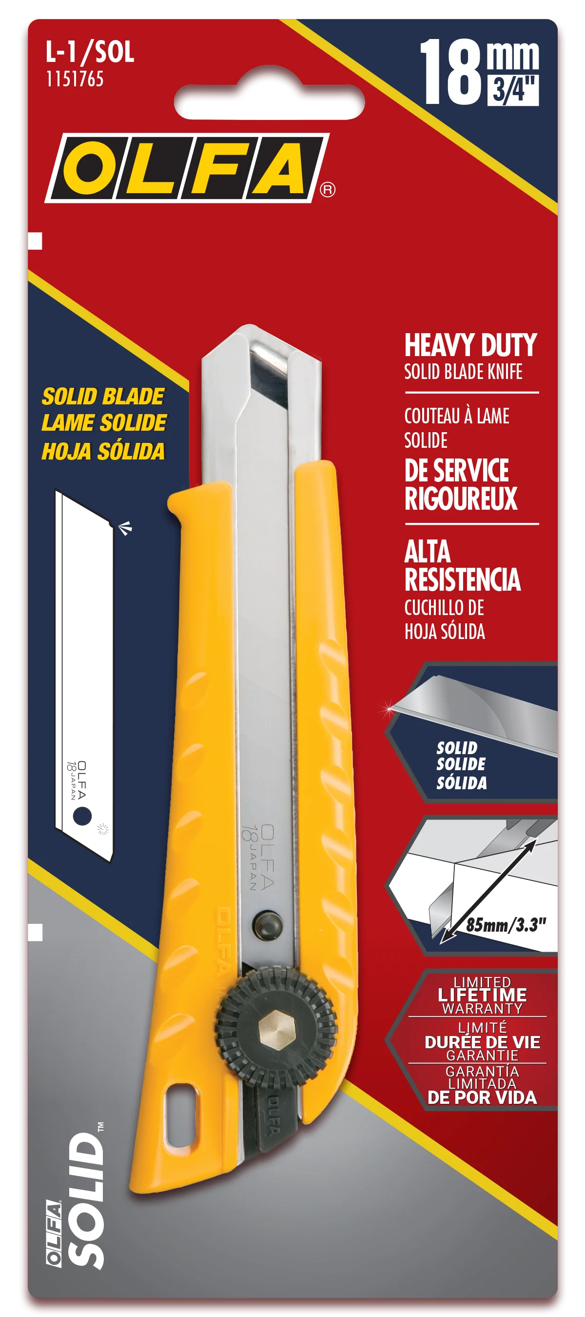 Olfa Ratchet Lock Utility Knife w/Solid Blade 18mm - Image 2