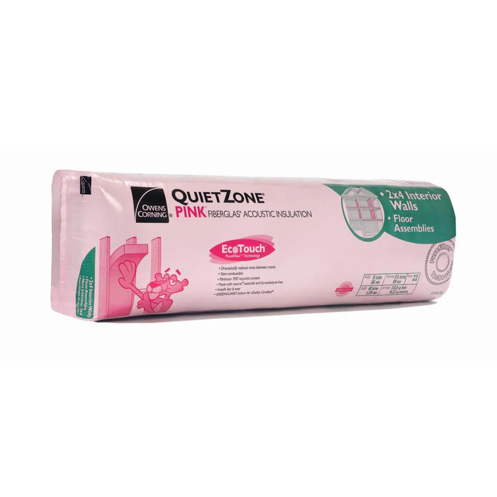 Owens Corning EcoTouch QuietZone 2 in. x 4 in. Metal Stud with 16 in. Pink Fiberglas Walls Acoustic