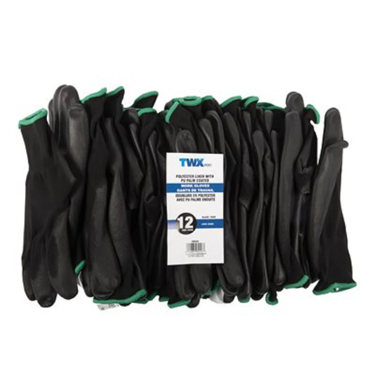 PU GLOVES BLACK DIPPED BLACK POLYESTER 12PR/ PACK - Image 4