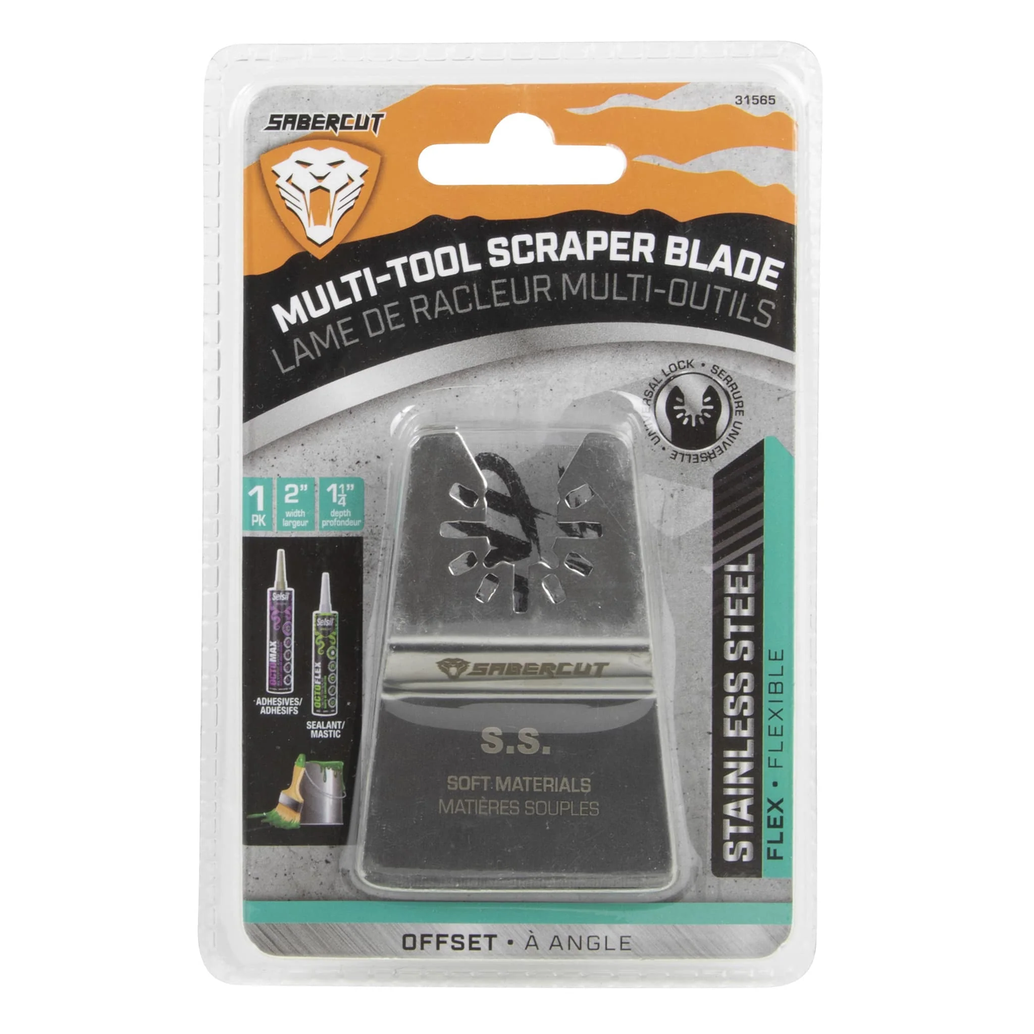 Sabercut 2in x 1-1/4in Multi-Tool Stainless Steel Offset Scraper - Image 2